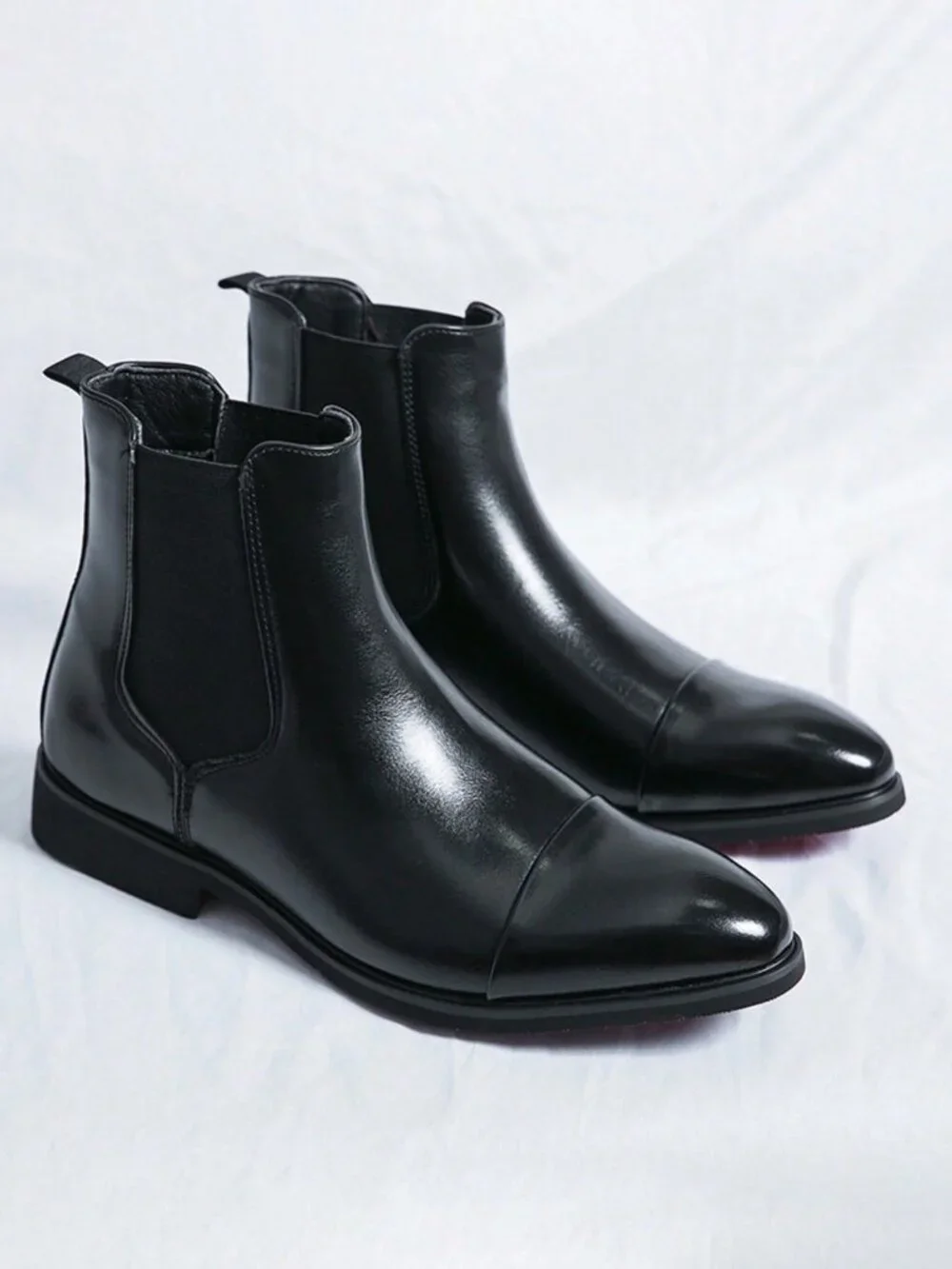 Black Casual Men's Round Toe Mid-Calf Handmade Work Style Loafers Shoes